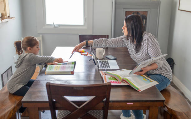 istock Mother helps daughter with online schooling 1273815139