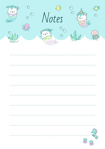 Kawaii Notebook Page Template Stock Illustration - Download Image Now -  Cute, Adhesive Note, Animal - iStock