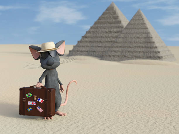 istock 3D rendering of a cartoon mouse tourist in Egypt. 1273819220
