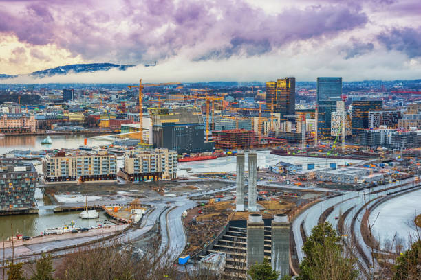istock Oslo Norway, city skyline at business district and Barcode Project 1273820443