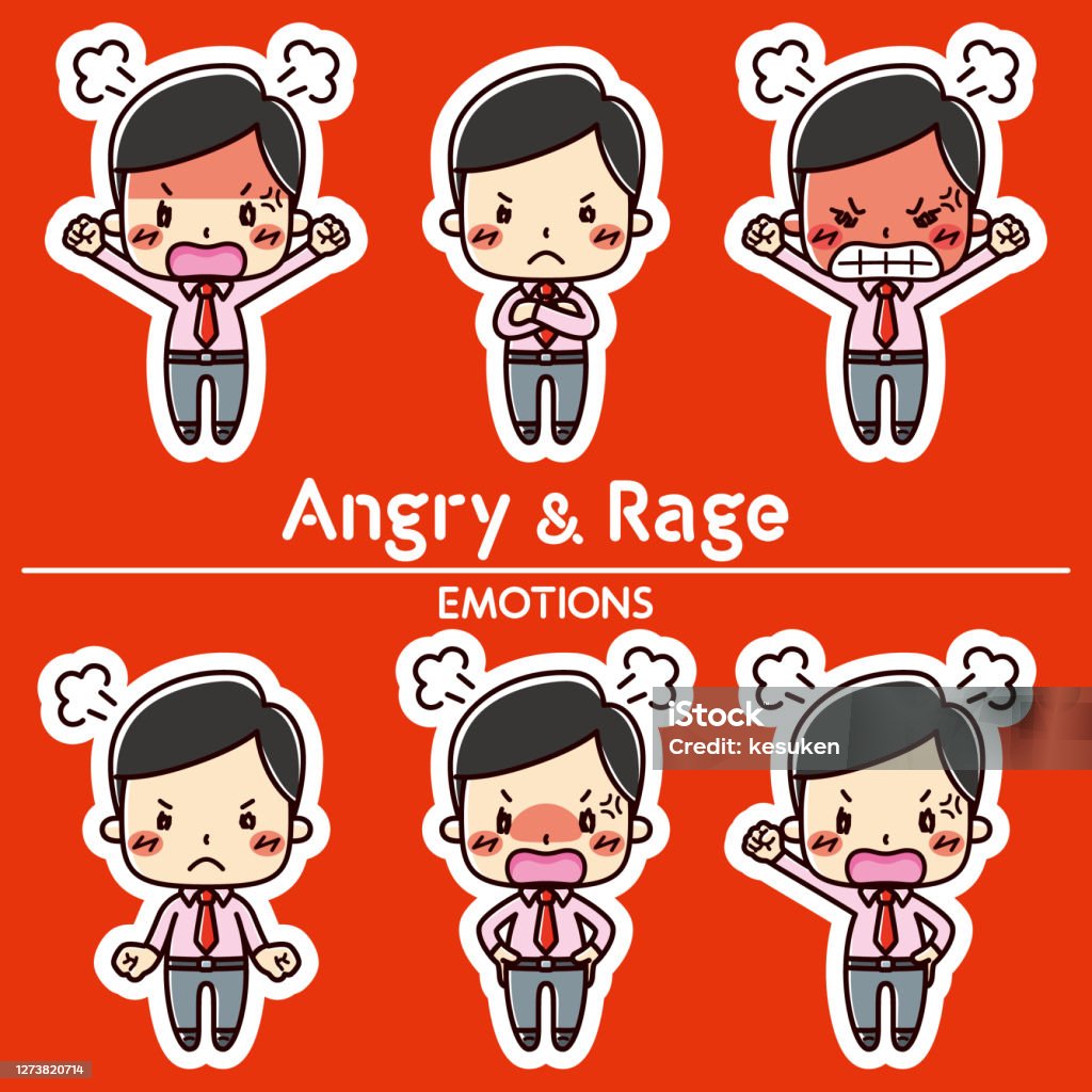 Feeling Rage Visual Man Emotion Set Angry And Rage Illustrations Stock Illustration ...