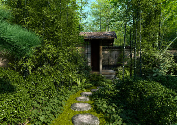 istock 3D illustration Japanese garden 1273833287