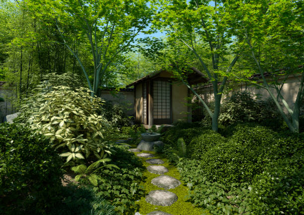 istock 3D illustration Japanese garden 1273833305
