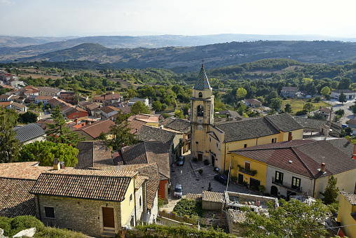 San Marco dei Cavoti, Italy, 09/19/2020. Panoramic view of a medieval town in the province of Benevento.