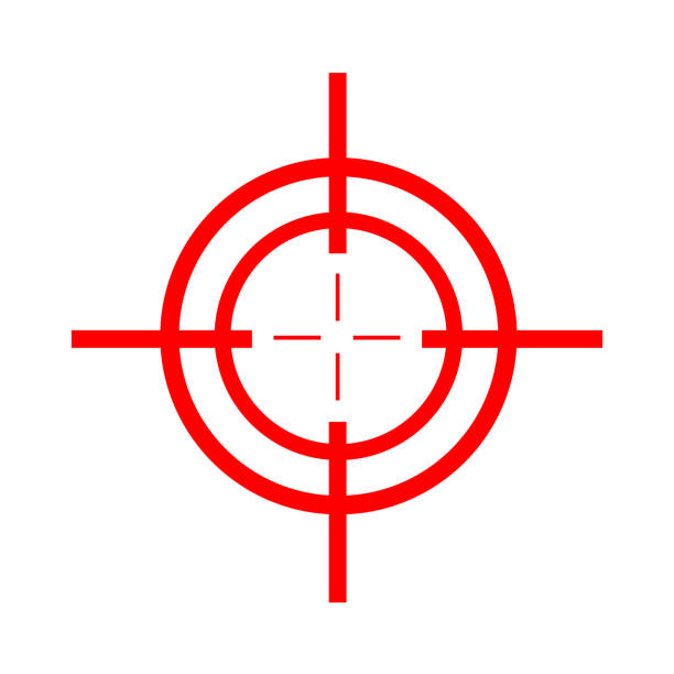 Target red icon. Target red icon. Slick design on a white background. Vector illustration isolated on white. Military aim sign. gun stock illustrations
