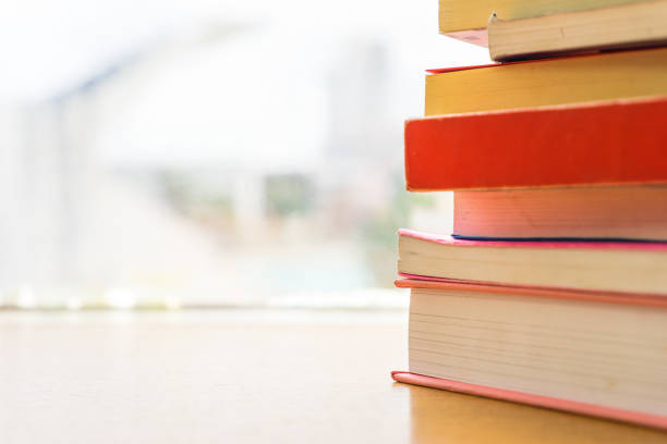 istock Pile of red colour books on blur background 1273840848