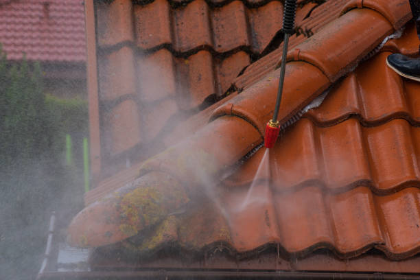istock washing the old roof with pressurized water 1273841317