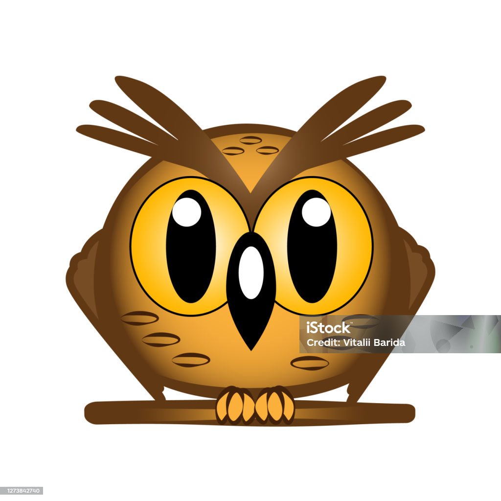 Owl Cartoon Bird With Big Eyes Stock Illustration - Download Image Now -  Animal, Animal Body Part, Animal Head - iStock