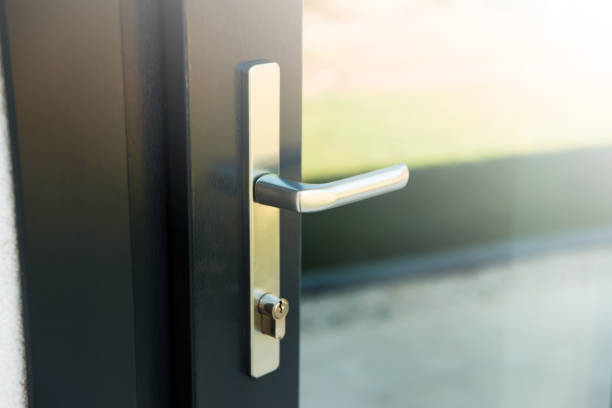 istock A modern and metallic dark knob from outside 1273842808