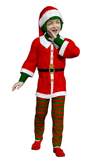 3D rendering of a little Christmas elf isolated on white background