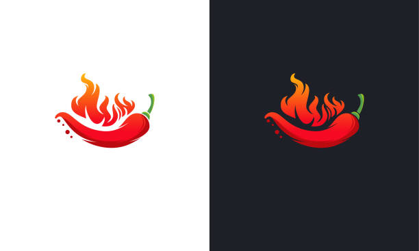 ilustraciones, imágenes clip art, dibujos animados e iconos de stock de el logotipo de hot chili diseña el vector conceptual, el símbolo del logotipo de fire chili, el icono del símbolo de la comida spice - pepper