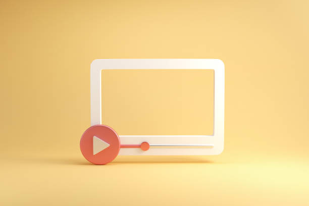 Social media, Minimal video media player Interface on blue background.