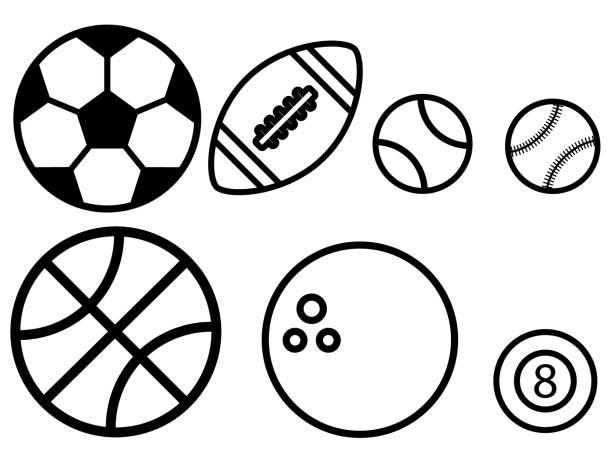 ilustrações de stock, clip art, desenhos animados e ícones de set sport balls icon - textured sport leather backgrounds