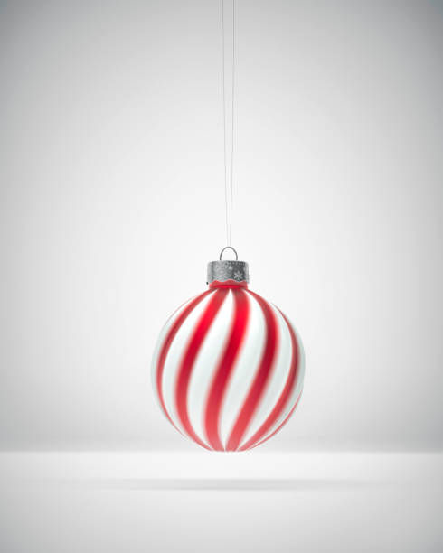 istock Red and white twisted striped Christmas ball 1273847578