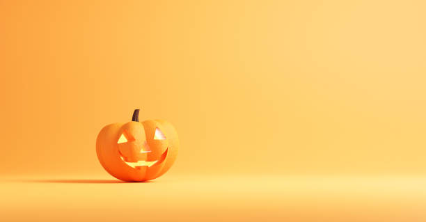 istock Halloween concept, Pumpkin on orange colors background, minimal style. 1273847604