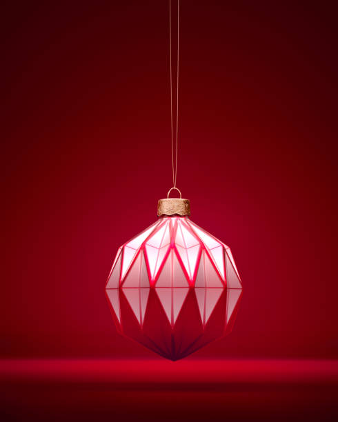 istock Red and white color combination Christmas ball, modern geometric pattern 1273847864