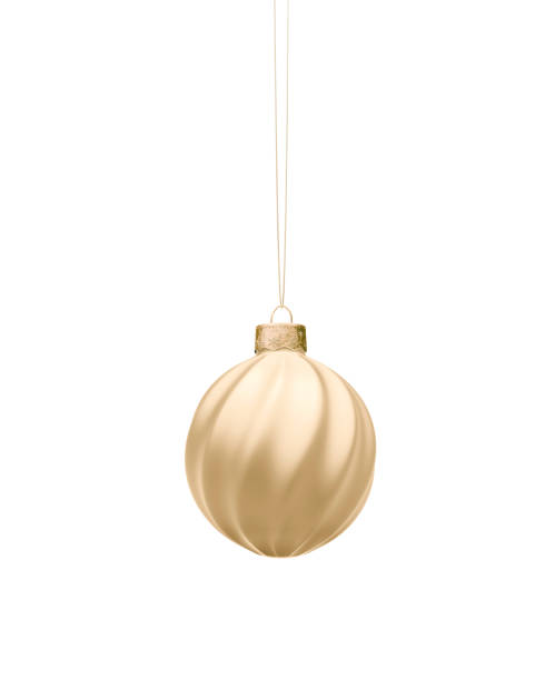 istock Matt beige spiral twisted ribbed Christmas ball 1273848268