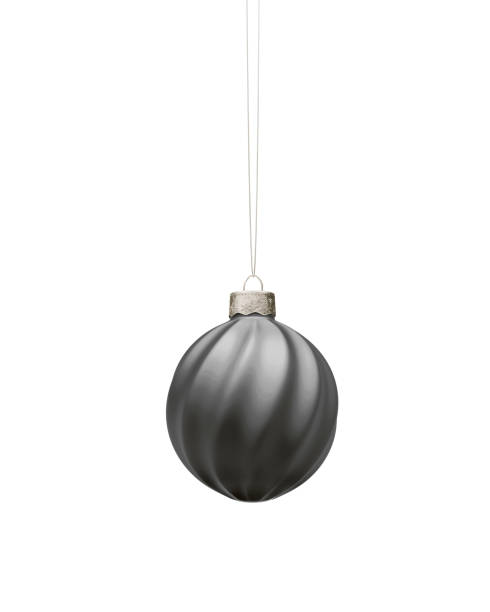 istock Matt dark grey twisted ribbed Christmas bauble 1273848407