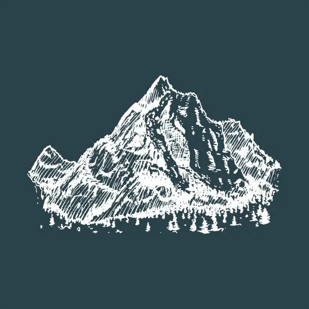 Vector illustration of Hand drawn illustration of a mountain view.