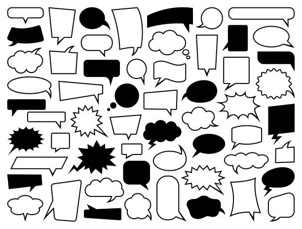 dymki - thinking thought bubble thought cloud clip art stock illustrations