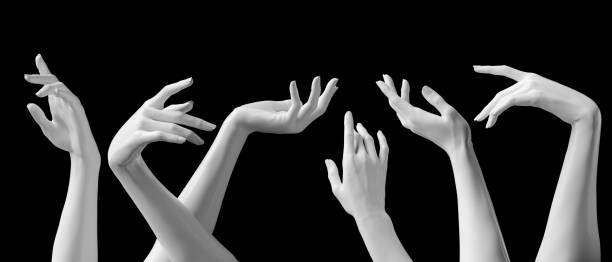 istock Mannequin hands set, isolated female hand white sculptures elegant gestures isolated 3d rendering concept 1273849786
