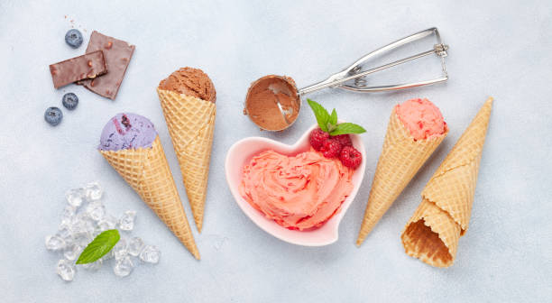 istock Berry ice cream, waffle cones and fresh berries 1273852374