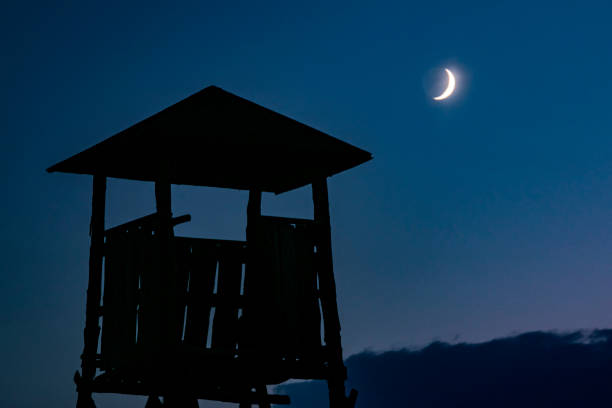 Hunting Observation Tower With Moon in Background.