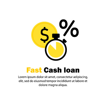 Fast cash loan icon. Easy loan, instant payment, fast money growth, financial services. Easy credit, fast provision of money. Vector on isolated white background. EPS 10.