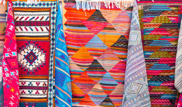 istock Moroccan souvenirs with carpets in Morocco, Marrakesh 1273858211