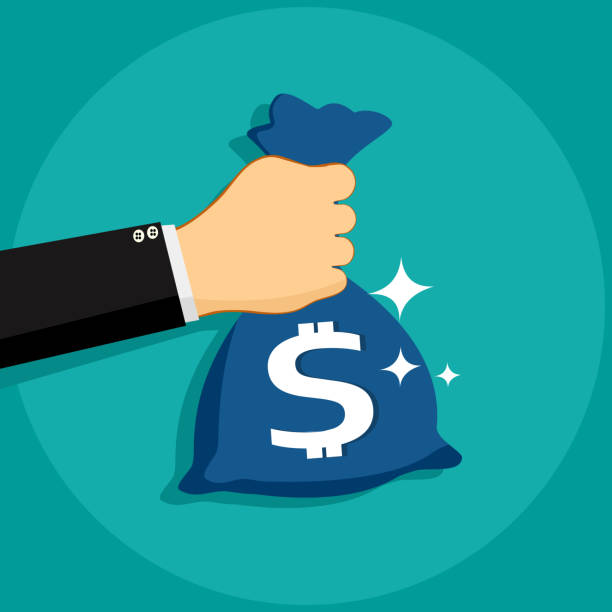 istock Human hand gives money bag. payment banking poster. vector illustration 1273859449