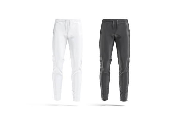 Blank black and white sport pants mock up, front view