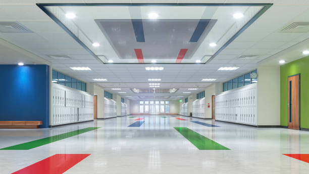 istock School corridor with lockers. 3d illustation 1273864431