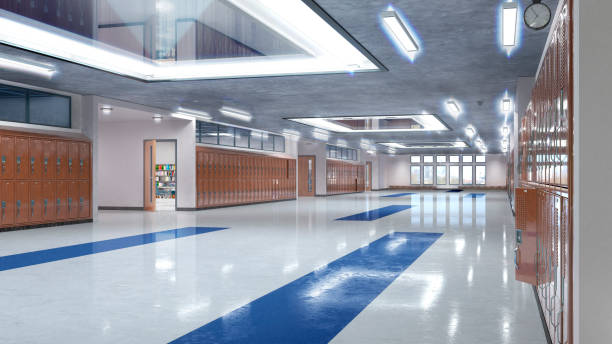 istock School corridor with lockers. 3d illustation 1273864502