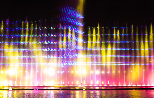 Beautiful lights of the music fountain.