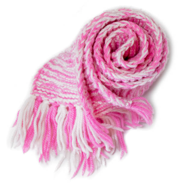 istock Woolen knitted scarf on white 1273868047
