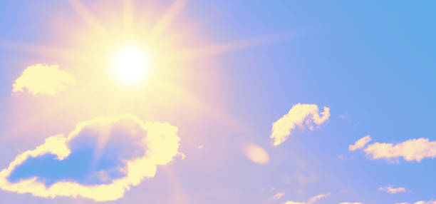 istock Bright sun with beautiful beams in the sky with clouds 1273868577