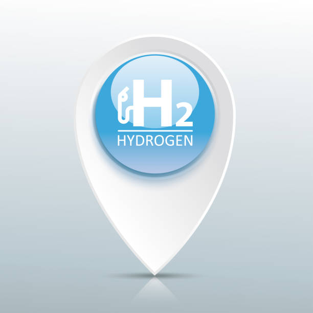 h2 wasserstoff gaspumpe zeiger blauknopf - wasserstoff stock-grafiken, -clipart, -cartoons und -symbole