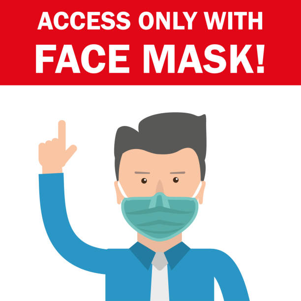 ilustraciones, imágenes clip art, dibujos animados e iconos de stock de cartoon businessman hint acess face mask - acess