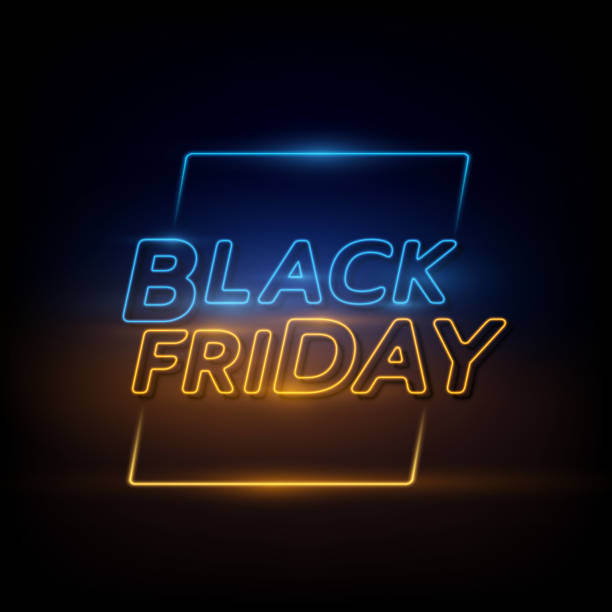 Black Friday background. Neon sign. Black Friday background. Neon sign. black friday shopping event illustrations stock illustrations