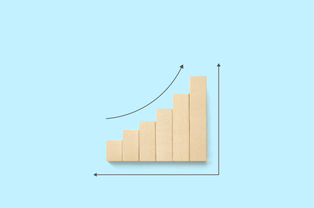 istock Ladder graph career path for business growth success process concept. Wood block increase with arrow up and copy space 1273876367