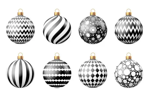 Vector illustration of Black Christmas  ball  isolated on white background.