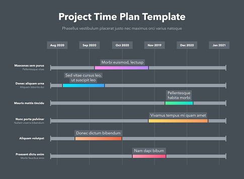 Example Project Time Scale Example Simple Business Project Time Plan Template With Colorful Project Tasks ...