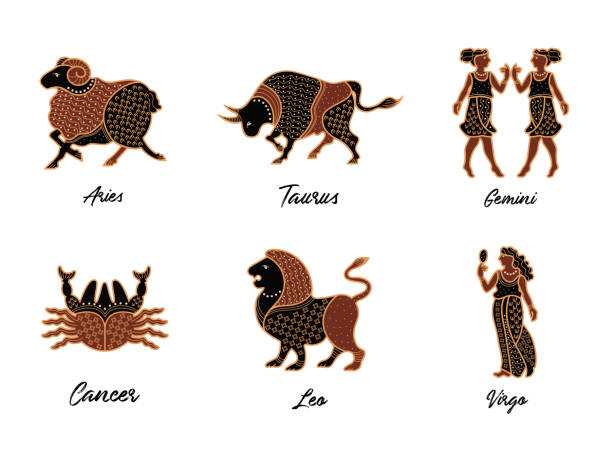 istock Set of zodiac signs. Aries, Taurus, Gemini, Cancer, Virgo, Leo. 1273878464