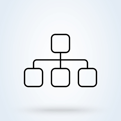 Hierarchical structure sign icon or logo line. Hierarchical network and hierarchical structure concept. digital economy outline vector illustration.