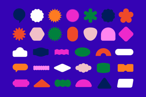 Vector set of design elements, patches and stickers with copy space for text - abstract background elements for branding, packaging, prints and social media posts Vector set of design elements, patches and stickers with copy space for text - abstract background elements for branding, packaging, prints and social media posts conceptual symbol illustrations stock illustrations
