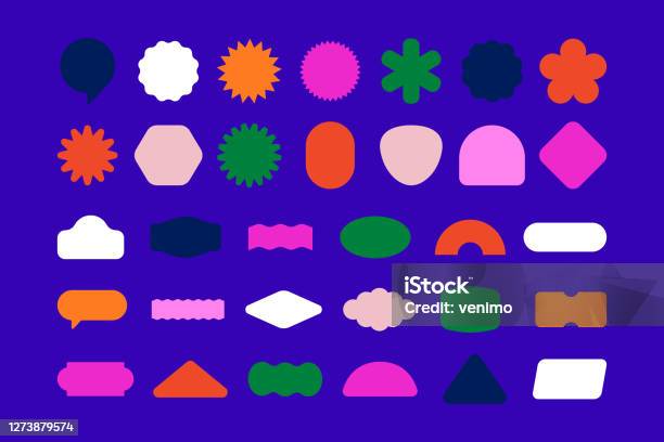 Vector Set Of Design Elements Patches And Stickers With Copy Space For Text Abstract Background Elements For Branding Packaging Prints And Social Media Posts Stock Illustration - Download Image Now