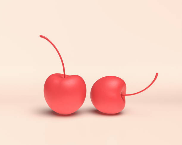 istock 3d Icon cherry, monochrome red fruit, flat color, 3d Rendering, healthy food 1273881639