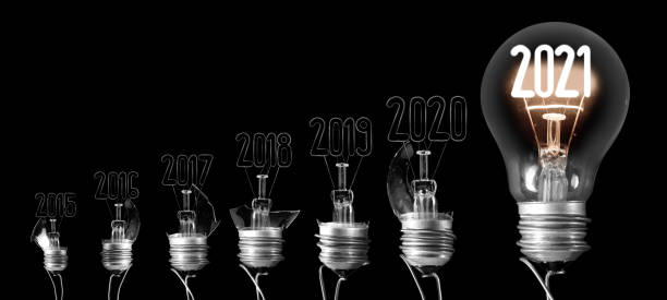 Light Bulbs with New Year 2021