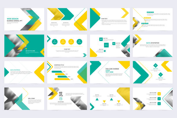 Minimal slide presentation template Business work for slides. Presentation template. Used for business annual reports, flyers, corporate marketing, flyers, advertisements, brochures, modern style. flat lay stock illustrations