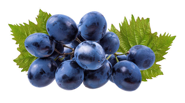istock Grapes with leaves isolated on white background 1273888617